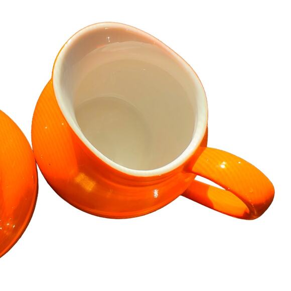 Vintage Holt Howard China Mid Century Modern Orange/White Cream and Sugar Set - Picture 9 of 9